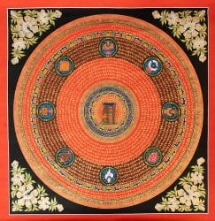 〔一点物〕タンカ - カーラチャクラ・アシュタマンガラ 八吉祥曼荼羅 Ashtamangala[75x75cm](NP-TANKA-324)