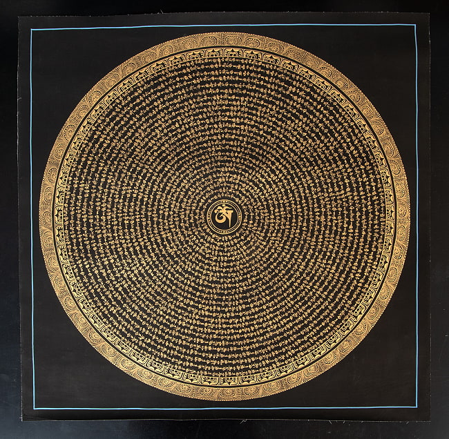 〔一点物〕タンカ - オーンと種子マンダラ[75x75cm] 2 - 仏画の全体像が分かるように撮影しました