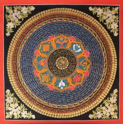 〔一点物〕タンカ - 八吉祥種子曼荼羅　アシュタマンガラ Ashtamangala[76x76cm](NP-TANKA-327)