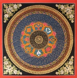 〔一点物〕タンカ - 八吉祥種子曼荼羅　アシュタマンガラ Ashtamangala[76x76cm](NP-TANKA-327)