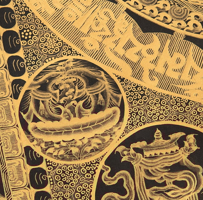 〔一点物・最高級品・美術館収蔵品級〕タンカ - 金色種子曼荼羅[65x94cm] 9 - アップにして撮影しました。非常によく描き込まれています
