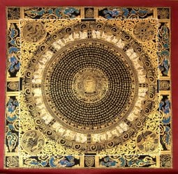 〔一点物〕タンカ - カーラチャクラと種子マンダラ[75x75cm](NP-TANKA-330)