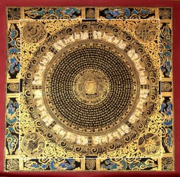 〔一点物〕タンカ - カーラチャクラと種子マンダラ[75x75cm](NP-TANKA-330)