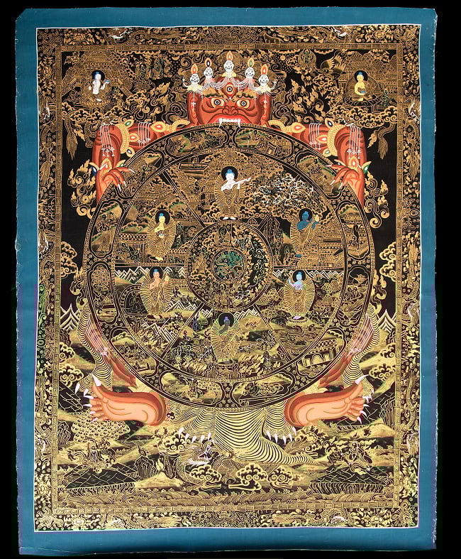 〔一点物〕タンカ -  Wheel of existance 六道輪廻図 [72x94cm] 2 - 仏画の全体像が分かるように撮影しました