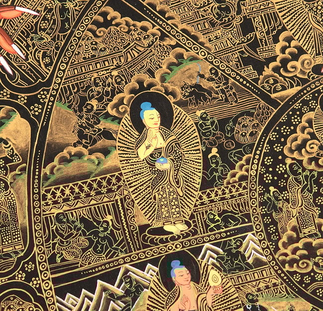 〔一点物〕タンカ -  Wheel of existance 六道輪廻図 [72x94cm] 7 - アップにして撮影しました。非常によく描き込まれています