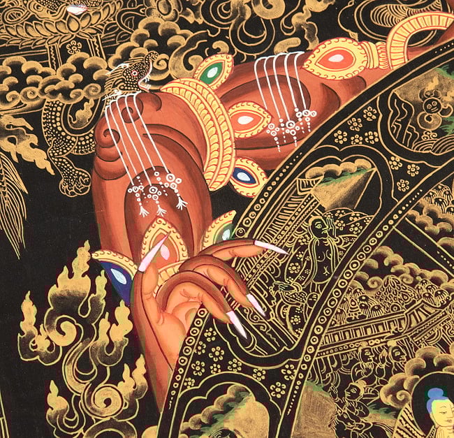〔一点物〕タンカ -  Wheel of existance 六道輪廻図 [72x94cm] 8 - アップにして撮影しました。非常によく描き込まれています