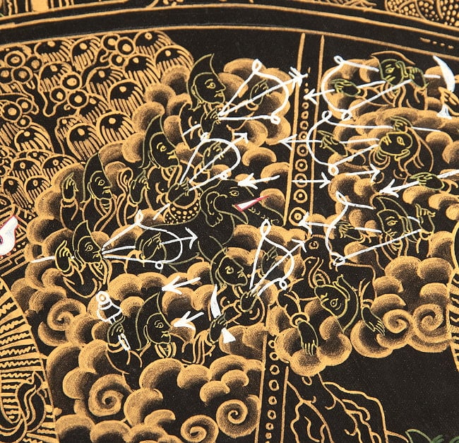 〔一点物〕タンカ -  Wheel of existance 六道輪廻図 [72x94cm] 9 - アップにして撮影しました。非常によく描き込まれています