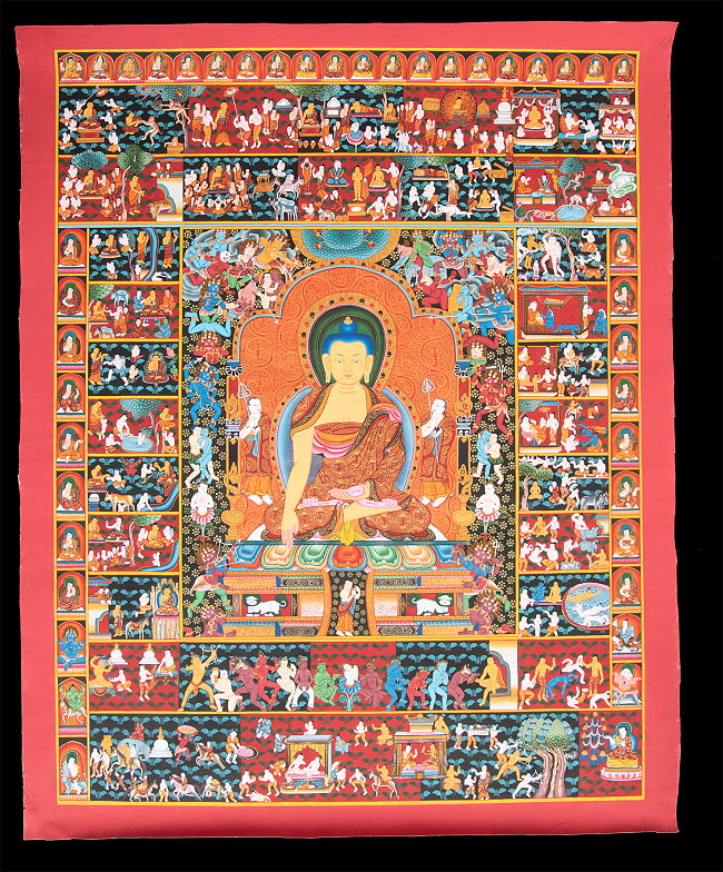〔一点物・美術館収蔵品級〕タンカ - 釈迦成道図[73x90cm] 2 - 仏画の全体像が分かるように撮影しました