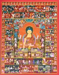 〔一点物・美術館収蔵品級〕タンカ - 釈迦成道図[73x90cm](NP-TANKA-332)