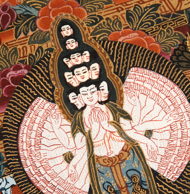 〔Raj Lama作 一点物・美術館収蔵品級〕タンカ - 大円蓮華界曼荼羅[68x93cm] 15 - アップにして撮影しました。非常によく描き込まれています
