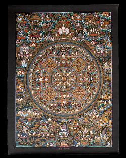 〔Raj Lama作 一点物・美術館収蔵品級〕タンカ - 大円蓮華界曼荼羅[68x93cm] - サブ2