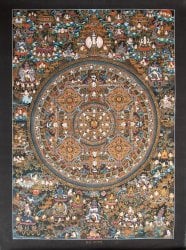 〔Raj Lama作 一点物・美術館収蔵品級〕タンカ - 大円蓮華界曼荼羅[68x93cm](NP-TANKA-333)