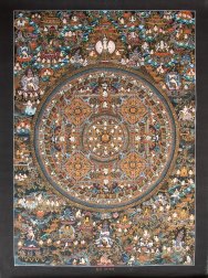 〔Raj Lama作 一点物・美術館収蔵品級〕タンカ - 大円蓮華界曼荼羅[68x93cm](NP-TANKA-333)