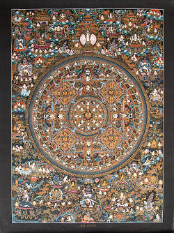 〔Raj Lama作 一点物・美術館収蔵品級〕タンカ - 大円蓮華界曼荼羅[68x93cm]の商品写真