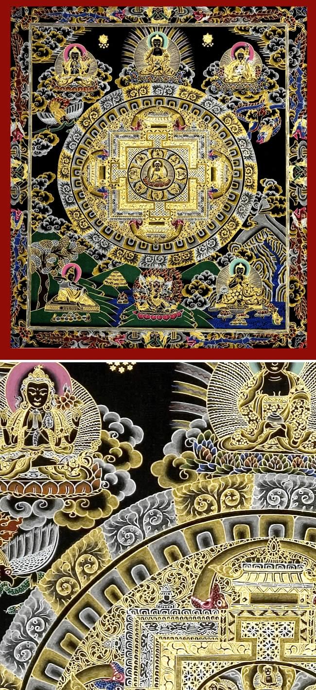 マンダラ 手描き 仏画Life of buddha釈迦の生涯 手描き仏画【釈迦如来】曼荼羅 仏陀 ネパールタンカ TA439 | 地球雑貨