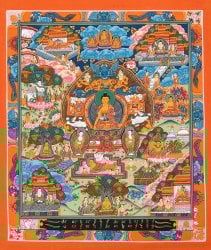 〔一点物〕タンカ - 釈迦牟尼仏曼荼羅[30cm x 36cm](NP-TANKA-340)