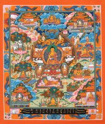 〔一点物〕タンカ - 釈迦牟尼仏曼荼羅[30cm x 36cm](NP-TANKA-340)