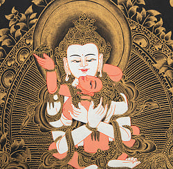 〔一点物〕タンカ - ヤブユム 男女合体尊[30cm x 40cm] - サブ5