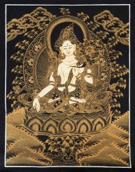 〔一点物〕タンカ - ホワイトターラ[30cm x 40cm](NP-TANKA-347)