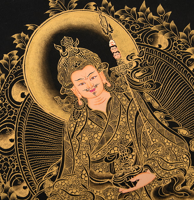 〔一点物〕タンカ - パドマサンバヴァ（蓮華生大士）[30cm x 40cm] 4 - アップにしてみました