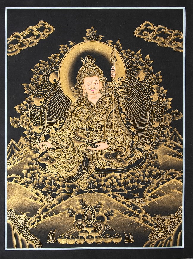 〔一点物〕タンカ - パドマサンバヴァ（蓮華生大士）[30cm x 40cm]の写真観音菩薩,タンカ,仏画,マンダラ,チベット,曼荼羅,手描き