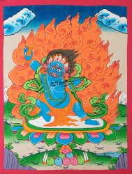 〔一点物〕タンカ - 金剛手菩薩 ヴァジュラ・パニ[30cm x 40cm](NP-TANKA-352)