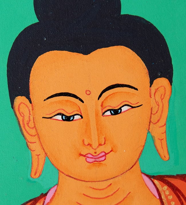 〔一点物〕タンカ - 釈迦如来（ゴータマ・ブッダ）[30cm x 40cm] 6 - アップにしてみました