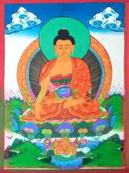 〔一点物〕タンカ - 釈迦如来（ゴータマ・ブッダ）[30cm x 40cm](NP-TANKA-354)