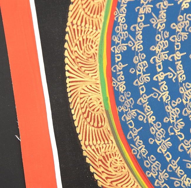 〔一点物〕タンカ - ブッダアイと種子マンダラ[34x34cm] 5 - 一部分をアップにしてみました