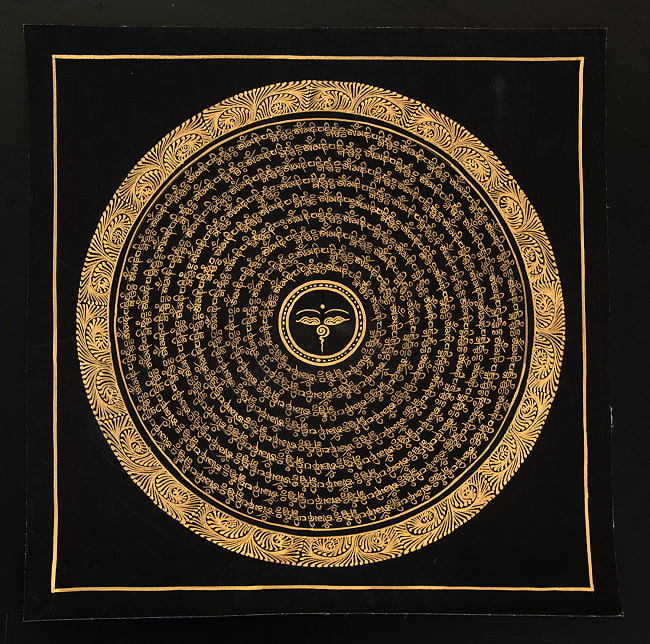 〔一点物〕タンカ - ブッダアイと種子マンダラ[34x34cm] 2 - 仏画の全体像が分かるように撮影しました