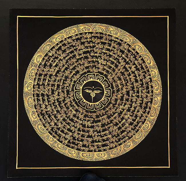 〔一点物〕タンカ - ブッダアイと種子マンダラ[34x34cm] 2 - 仏画の全体像が分かるように撮影しました