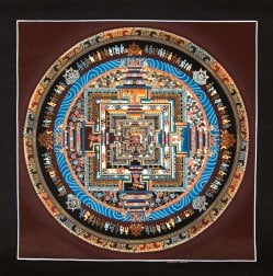 〔Mahesh Lama作 一点物〕タンカ - カーラチャクラマンダラ[31x31cm](NP-TANKA-366)