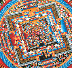 〔Mahesh Lama作 一点物〕タンカ - カーラチャクラマンダラ[31x31cm] - サブ5