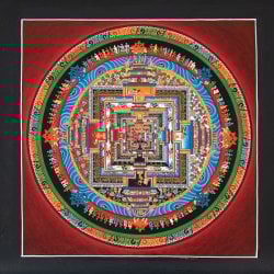 〔Mahesh Lama作 一点物〕タンカ - カーラチャクラマンダラ[31x31cm](NP-TANKA-367)