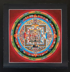 〔Mahesh Lama作 一点物〕タンカ - カーラチャクラマンダラ[31x31cm](NP-TANKA-367)