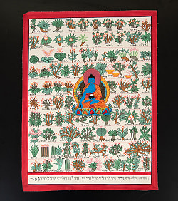 〔一点物〕タンカ - チベット医学四部医典薬草図[36x48cm] - サブ2