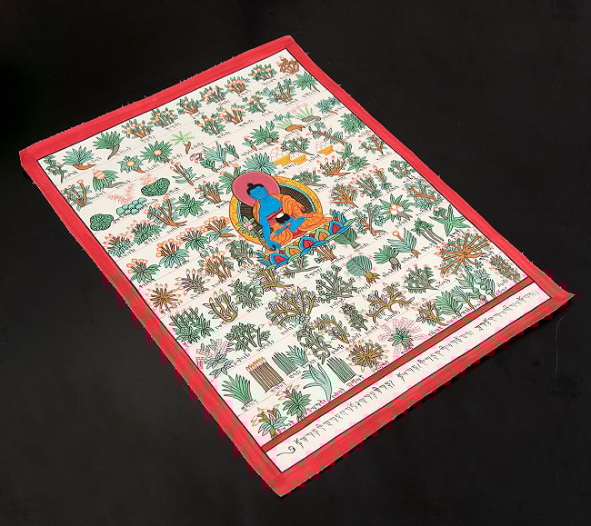 〔一点物〕タンカ - チベット医学四部医典薬草図[36x48cm] 3 - 雰囲気や厚みがわかるように、斜めから撮影しました