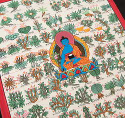 〔一点物〕タンカ - チベット医学四部医典薬草図[36x48cm] - サブ4