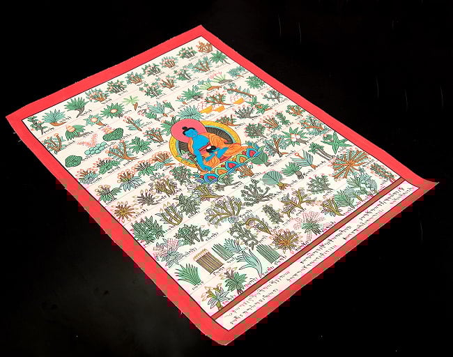 〔一点物〕タンカ - チベット医学四部医典薬草図[37x48cm] 3 - 雰囲気や厚みがわかるように、斜めから撮影しました