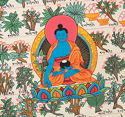 〔一点物〕タンカ - チベット医学四部医典薬草図[37x48cm] - サブ5