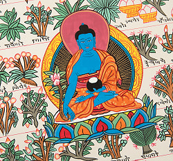 〔一点物〕タンカ - チベット医学四部医典薬草図[37x48cm] - サブ5