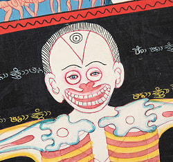 〔一点物〕タンカ - チベット医学（ソワ・リクパ）の解剖学的・生理学的な概念図[35x48cm] - サブ5