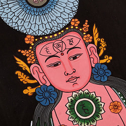 〔一点物〕タンカ - チャクラ人体曼荼羅・エネルギー体図[52cm x 20cm] - サブ4