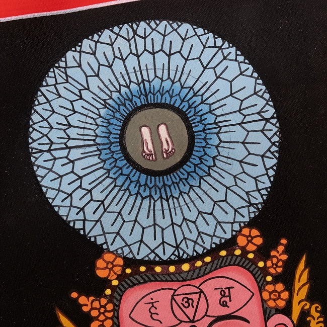 〔一点物〕タンカ - チャクラ人体曼荼羅・エネルギー体図[52cm x 20cm] 5 - 一部分をアップにしてみました