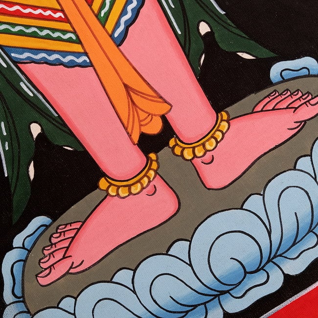 〔一点物〕タンカ - チャクラ人体曼荼羅・エネルギー体図[52cm x 20cm] 8 - 一部分をアップにしてみました