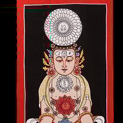 〔一点物〕タンカ - チャクラ人体曼荼羅・エネルギー体図[52cm x 20cm] - サブ2