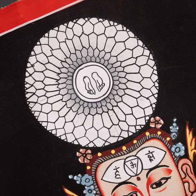 〔一点物〕タンカ - チャクラ人体曼荼羅・エネルギー体図[52cm x 20cm] 4 - 一部分をアップにしてみました