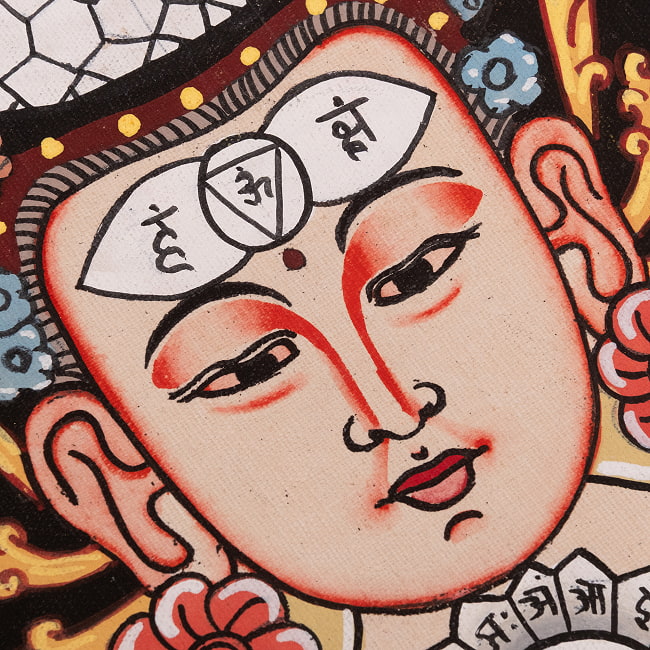 〔一点物〕タンカ - チャクラ人体曼荼羅・エネルギー体図[52cm x 20cm] 5 - 一部分をアップにしてみました