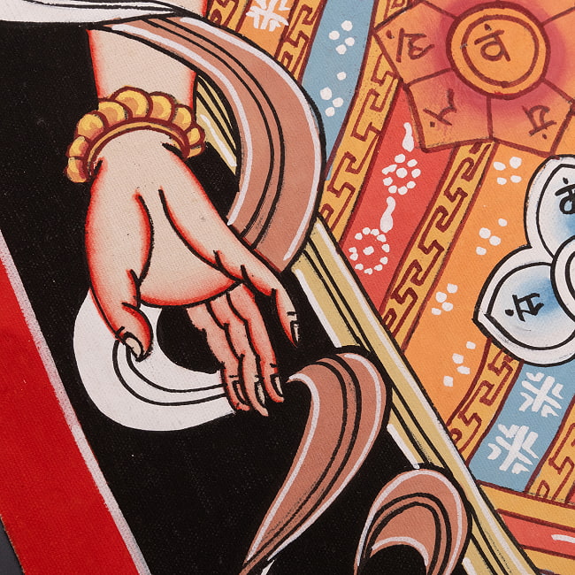 〔一点物〕タンカ - チャクラ人体曼荼羅・エネルギー体図[52cm x 20cm] 7 - 一部分をアップにしてみました