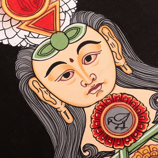 〔一点物〕タンカ - チャクラ人体曼荼羅・エネルギー体図[52cm x 20cm] 3 - 斜めから撮影しました